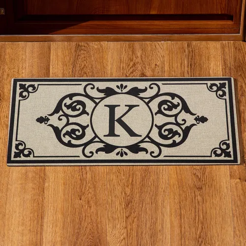 Vista 17 de Evergreen Flag Cambridge Monogram Letra A Burlap Sassafras Switch Mat 22" x 10