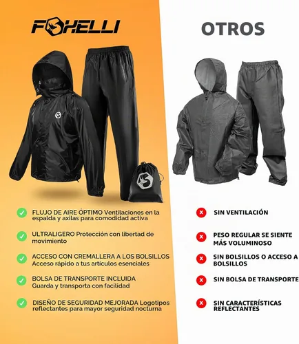 Vista 7 de Foxelli - Traje de lluvia ligero, plegable, impermeable, para mujeres