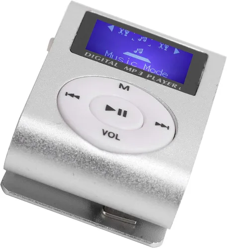 Vista 5 de Reproductor de MP3, pantalla LCD, reproductor de música, mini reproductor digital de clip con auriculares y cable USB, soporta hasta 32 GB (plateado)