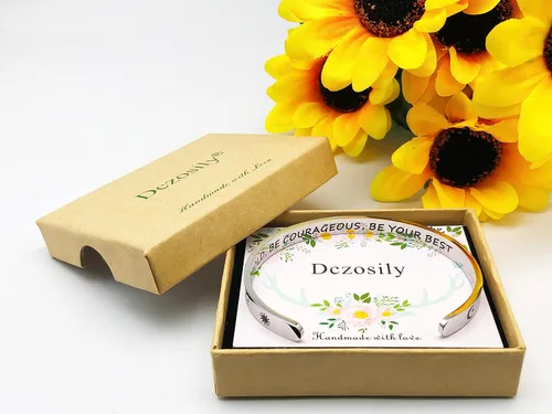 Vista 318 de Pulseras inspiradoras para mujer, joyería de acero inoxidable, con refranes, pulsera motivacional con mensaje oculto, pulseras grabadas para mejor