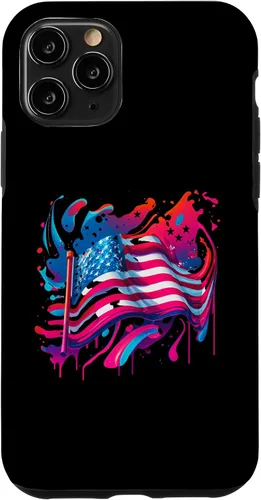 Vista 10 de iPhone 15 Watercolor American USA Flag Patriot 4th of July Fourth Pink Case