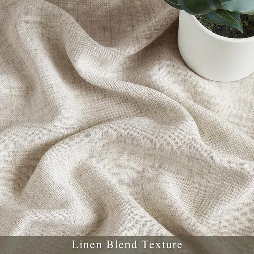 Vista 4 de Melodieux Cortinas de lino de 96 pulgadas de largo para dormitorio, cortinas de arpillera con textura de lino con bolsillo para barra, cortinas