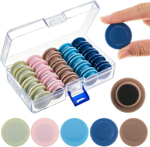 Vista 13 de Outus 45 imanes redondos negros para pizarra blanca de 1.2 in, imanes para refrigerador para el regreso a clases, mini nevera, suministros