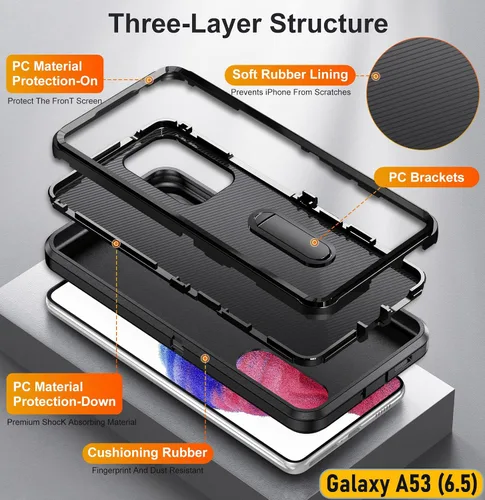 Vista 2 de La funda está especialmente diseñada para Galaxy A53 (5G) de 6.5 pulgadas, protección de cuerpo completo, resistente absorción de golpes, goma