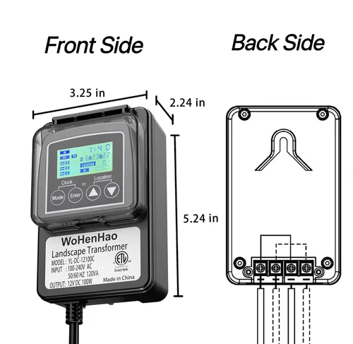Vista 5 de Wohenhao Transformador de iluminación de bajo voltaje de 100 W para luces de paisaje de bajo voltaje de salida de 12 V CC, transformador de luces