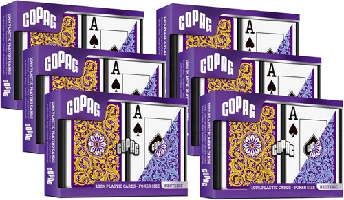 Vista 11 de Copag 1546 Neoteric Design - Juego de cartas 100 % de plástico, tamaño de póquer (estándar) violeta/amarillo/azul (índice jumbo, 1 juego)