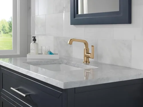 Vista 3 de Delta Faucet Tetra - Grifo de baño de un solo agujero negro mate, grifo de baño de una sola manija, grifo de lavabo de baño, tecnología de sello
