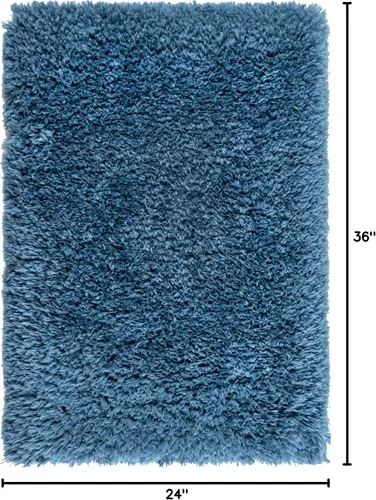 Vista 2 de Rugs.com - Alfombra de la colección Infinity, alfombra de pelo mullido sólida de 2 x 3 pies, color azul Egeo, perfecta para salas de estar