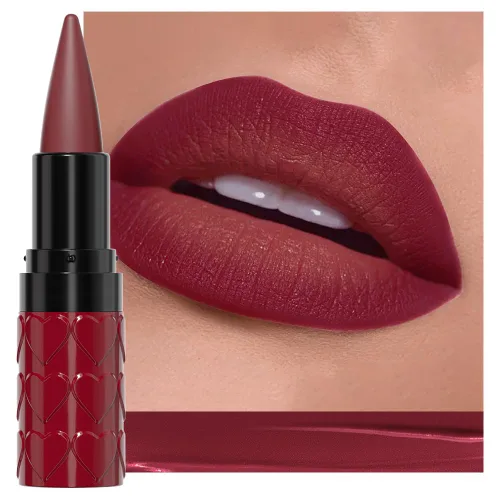 Vista 19 de evpct Combo de delineador de labios metálico rosa brillante y lápiz labial, lápiz labial con punta de cono para mujer, de larga duración