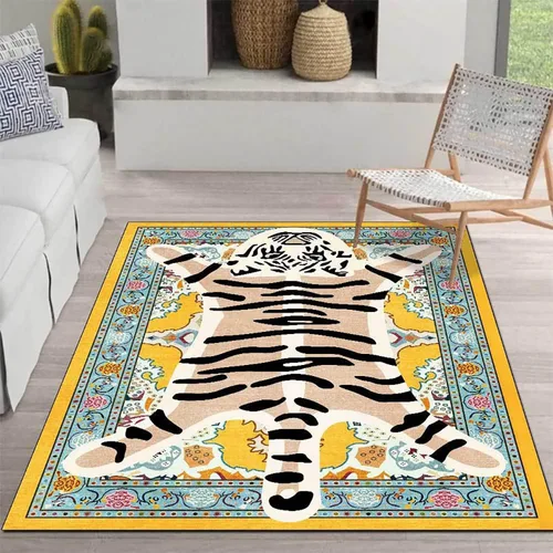 Vista 12 de Alfombra vintage de estilo bohemio con diseño de tigre para puerta de baño, 2 x 3 pies, alfombra pequeña para dormitorio, lavable, tapete de tigre