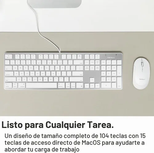Vista 3 de Macally Teclado USB ultradelgado con cable con teclado numérico para Apple Mac Pro, MacBook Pro/Air, iMac, Mac Mini, computadoras portátiles
