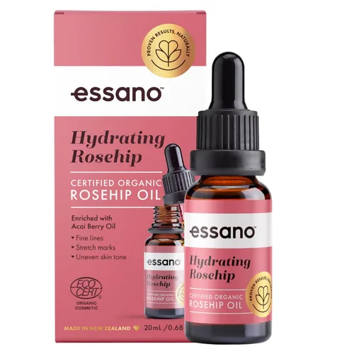 Vista 2 de Essano Aceite de rosa mosqueta orgánico prensado en frío, cuidado de la piel y cuidado corporal con vitamina E, polifenoles, aceite facial