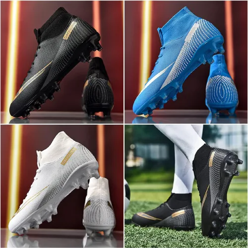 Vista 8 de MDPCX Zapatos de fútbol unisex competitivos para hombres y mujeres, para interiores y exteriores, botas de fútbol atlético, césped, equipo Mundial