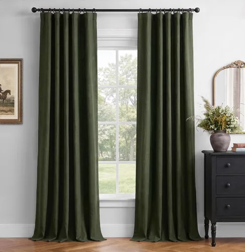 Vista 16 de INOVADAY Cortinas 100% opacas para dormitorio, cortinas opacas de color rosa bebé de 90 pulgadas de largo, cortinas opacas de lino con anillos