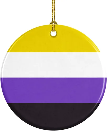 Vista 5 de Caroline's Treasures Trigender Pride - Adorno de cerámica para colgar en el árbol de Navidad, para el hogar, Navidad, fiestas, regalo, 3 pulgadas