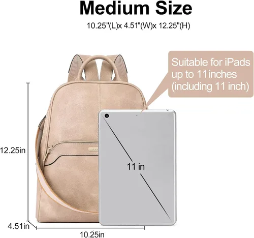 Vista 3 de CLUCI Mochila para mujer, mochila de viaje, de cuero, convertible, de diseño, bolsas de hombro