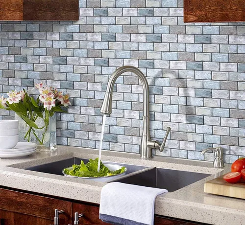 Vista 2 de Protector contra salpicaduras para cocina, azulejos de cocina para despegar y pegar, azulejos de salpicaduras para baño, azulejos de pared