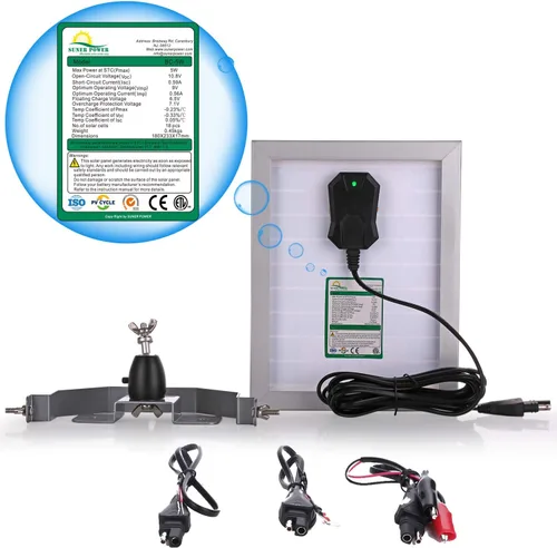 Vista 5 de SUNER POWER - Alimentador de ciervos impermeable de 6V, cargador de batería solar y mantenedor - 5 vatios Panel solar integrado Controlador de carga