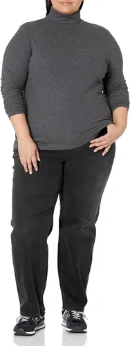 Vista 7 de Tienda Essentials Camiseta de cuello alto de punto acanalado de manga larga para mujer (disponible en tallas grandes), paquete de 2