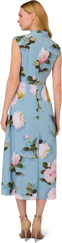 Vista 2 de Adrianna Papell Women's Floral Printed Tie Neck Dress
