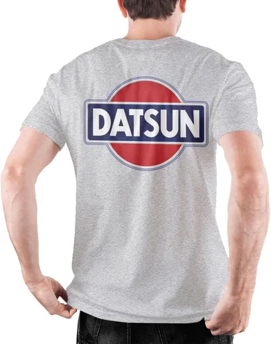 Vista 3 de D-atsun - Camiseta de algodón para hombre, cuello redondo, manga corta, color gris, Gris