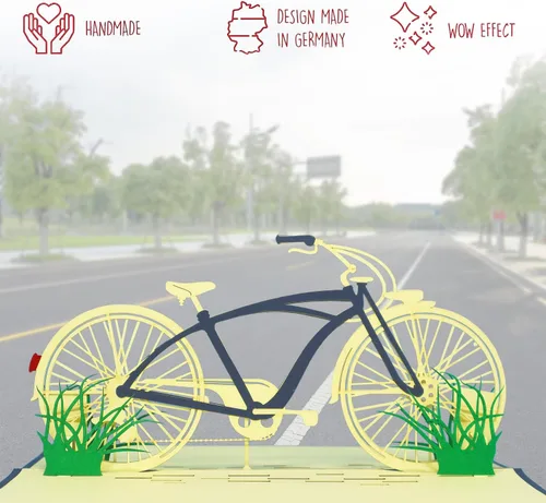 Vista 3 de LINPOPUP® Pop-Up Card, POP UP 3D tarjeta de cumpleaños tarjeta de regalo certificado de bicicleta Venlo azul, N154