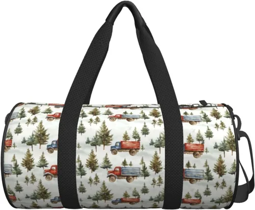 Vista 7 de Large Duffle Bag for Travel - Retro Forest Truck Print Gym Bag for Women Men, Travel Foldable Bags for Women Men with Zippered Multiple Pockets