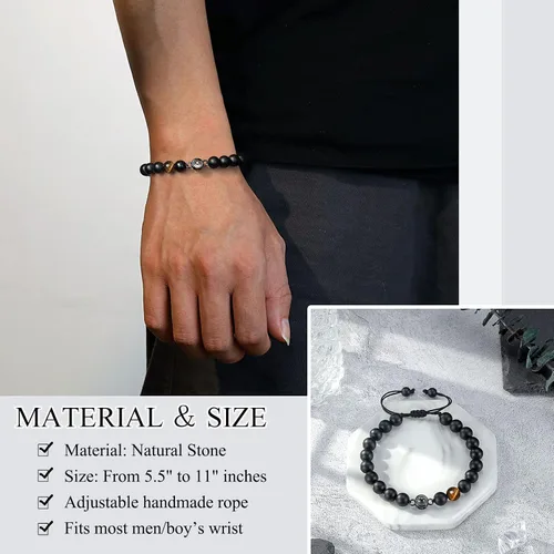 Vista 4 de Regalos para marido, hijo, nieto, sobrino, papá, novio, nuevo papá, hermano, padrastro, tío, te amo en 100 idiomas, pulsera ajustable para hombres