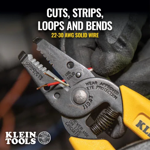 Vista 4 de Pelacables/cortador Klein Tools 11045, amarillo 10 – 18 AWG Solid Wire