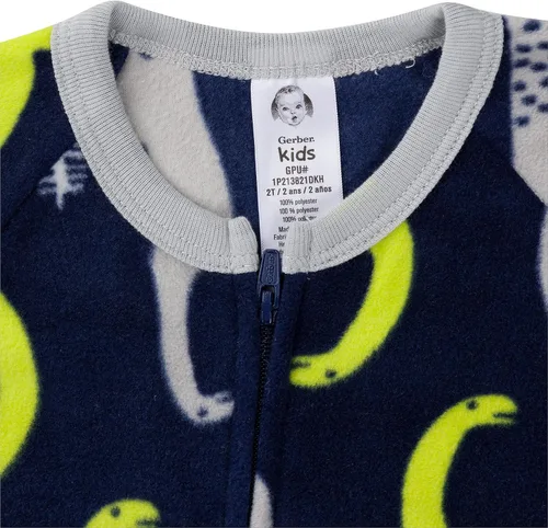 Vista 7 de Gerber Paquete de 2 pijamas de forro polar resistentes al fuego para bebés niños Dinos azules