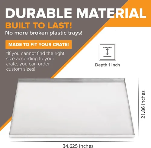 Vista 2 de Pinnacle Systems (Galvanizado, 34.625" L X 21.86" A X 1") Bandeja de repuesto de metal para jaula de perro, a prueba de mordidas y grietas