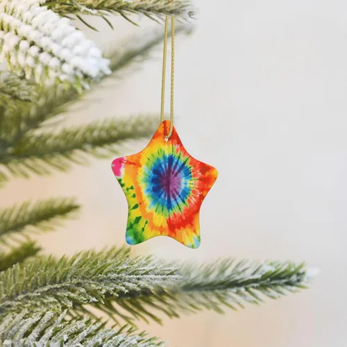 Vista 11 de Adornos de árbol de Navidad colgantes de mariposa morada, adornos de cerámica, decoración de porcelana de Navidad, adorno colgante para el hogar
