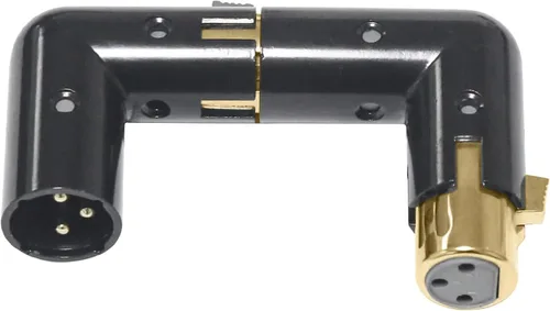 Vista 7 de MAD OWL Adaptador XLR de 3 pines de 90 grados, adaptador XLR de ángulo recto ajustable macho a hembra para cable DMX negro