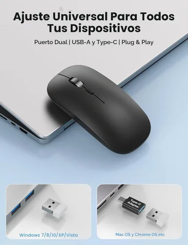 Vista 6 de SABLUTE Ratón para MacBook Wireless Bluetooth Ratones Portátil Mac iPad Negro profundo