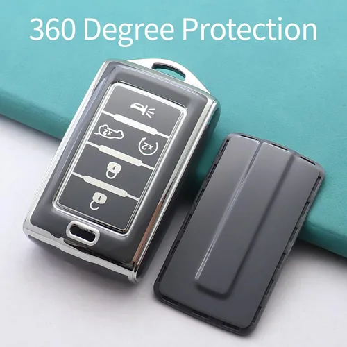 Vista 2 de Funda para llavero de Jeep con llavero de TPU de alta calidad, protección completa compatible con Grand Cherokee L Grand Wagoneer L Wagoneer Grand