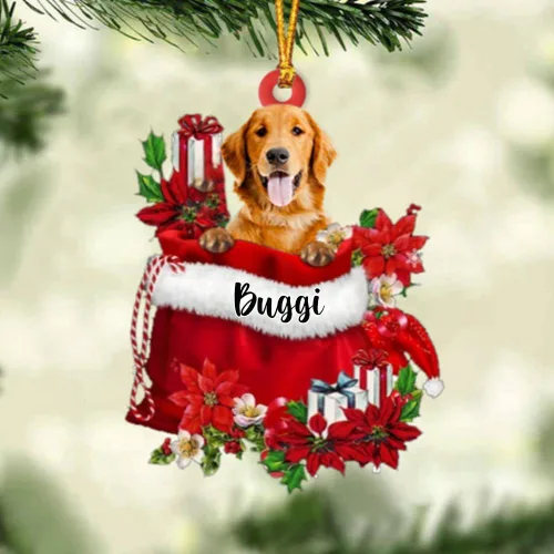Vista 39 de Perro Akita Inu personalizado en bolsa de regalo, adorno de Navidad, nombre personalizado, regalo para amantes de los perros, familia, Navidad