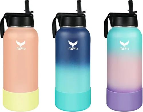 Vista 3 de Vmini Funda protectora de silicona, compatible con Hydro Flask y más botellas de agua, funda inferior antideslizante de 12 a 40 onzas