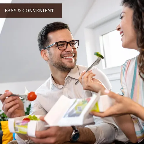 Vista 6 de Tenedores de plástico desechables de peso pesado envueltos individualmente, perfectos para fiestas al aire libre y reuniones familiares