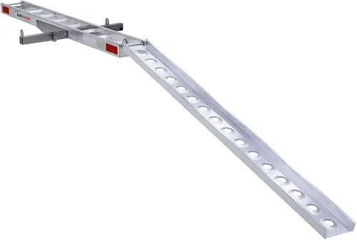 Vista 9 de Black Widow Portamotocicleta con enganche y rampa extra larga de 6 pies, aluminio ligero, capacidad de 400 lb. Incluye anti-traqueteo. Compatible