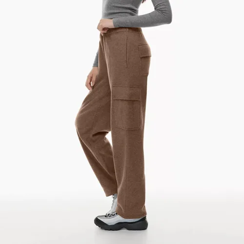 Vista 3 de Pantalones deportivos para mujer, casuales, con forro polar, cintura alta, color sólido, pantalones deportivos con bolsillos