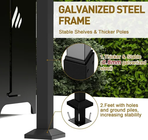 Vista 6 de Gazebo de barbacoa de techo rígido de 8' x 5' para parrilla al aire libre, marco de aluminio resistente y techo de acero galvanizado, ideal para Gris