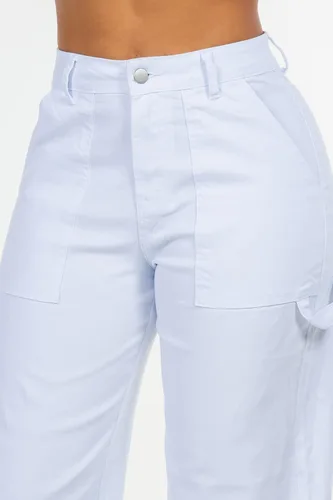 Vista 4 de Love Moda Pantalones de sarga de pierna recta de cintura alta para mujer con elastano