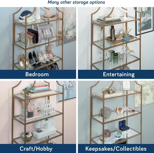 Vista 6 de Sauder International Lux - Estantería para libros, acabado dorado satinado