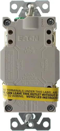 Vista 3 de Eaton GFCI - Receptáculo dúplex de autocomprobación 15A -125V con placa de pared de tamaño estándar, almendra clara