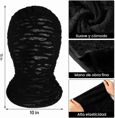 Vista 2 de Máscara de cara completa de Halloween, fiesta de máscaras, capucha elástica, de malla, unisex, máscara de cosplay con estilo punk