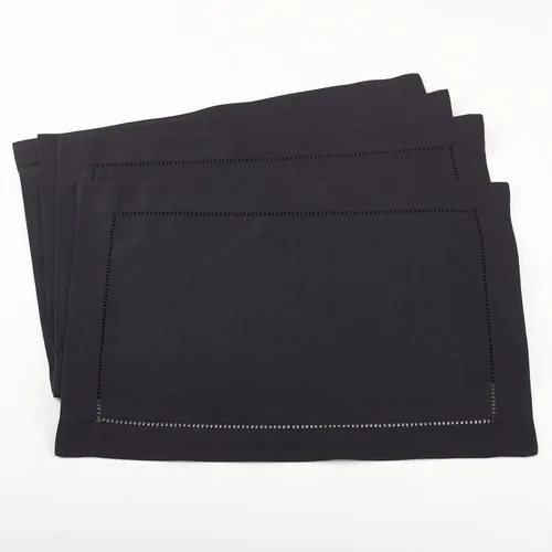 Vista 13 de SARO LIFESTYLE Servilleta de cóctel con borde cosido (juego de 12), negro, 6"x6