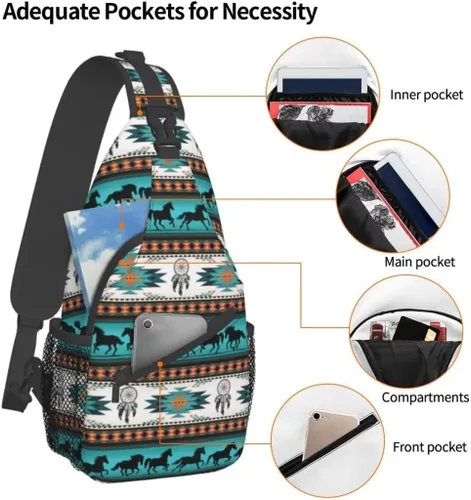 Vista 3 de SUCORONIS Bolso bandolera casual para mujeres y hombres, bolso de pecho cruzado, mochila ligera para viajes, senderismo, mochila, Estampado