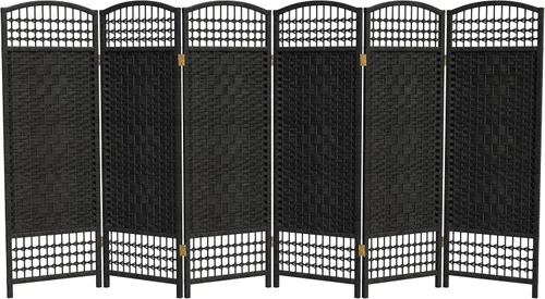 Vista 9 de Pantalla plegable de tejido de fibra corta de 4 pies - Negro - 3 paneles
