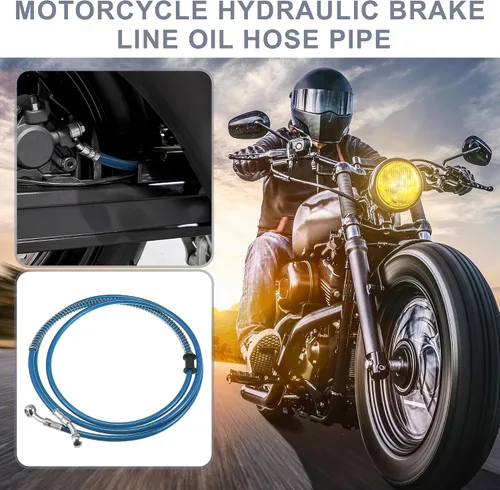 Vista 2 de Motoforti 78.74 pulgadas de longitud 0.394 in ID motocicleta línea de freno hidráulico tubo de manguera de aceite de acero inoxidable trenzado cable