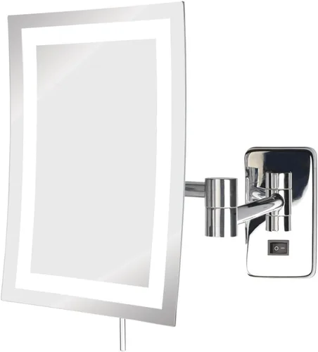 Vista 12 de JERDON Espejo de maquillaje rectangular para montaje en pared con aumento 5X, espejo de maquillaje de alambre directo con luces LED, negro mate